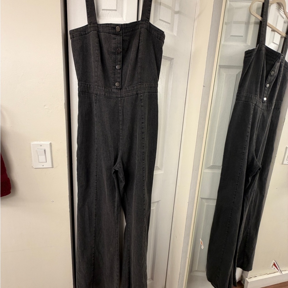 Vici Black Denim Jumpsuit